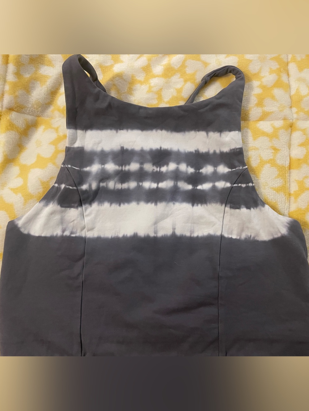 Aerie Gray White Tie Dye High Neck Halter Sports Bra Top Size M